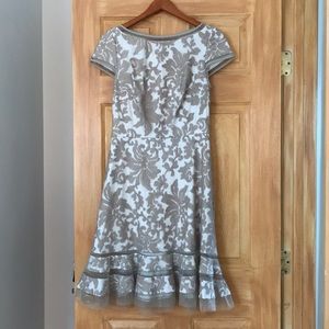 Gorgeous tan and cream cocktail dress